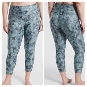 NWT Athleta Saluation Stash Pocket II Green Tie Dye Printed 7/8 Tight Womens 3X